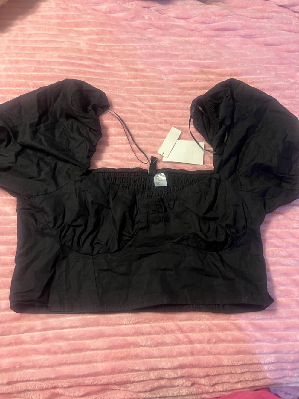 Zara Black Puff-Sleeve Crop Top